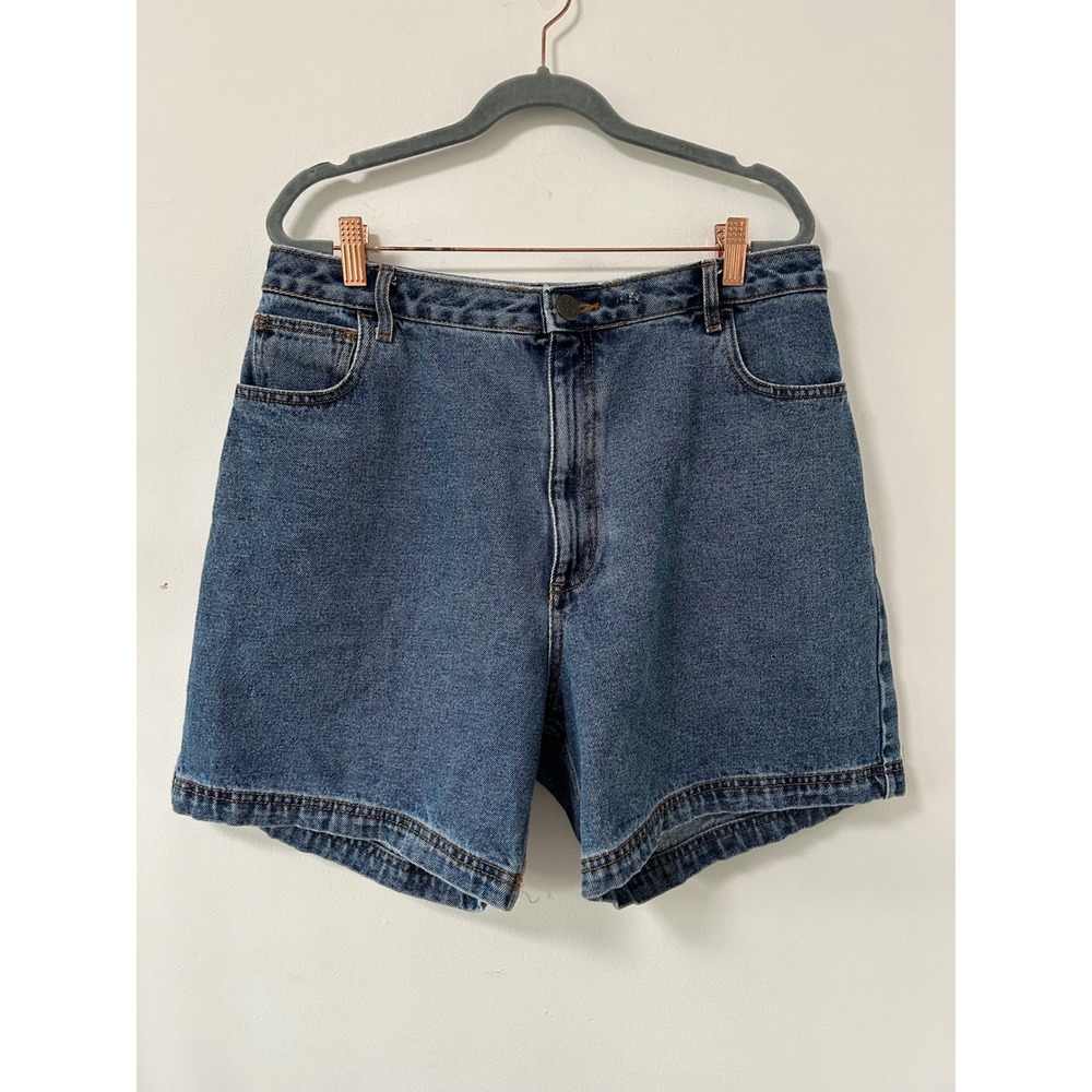 Lucy & Yak Organic Cotton Denim Mom Shorts Jort Women W32 Blue Retro